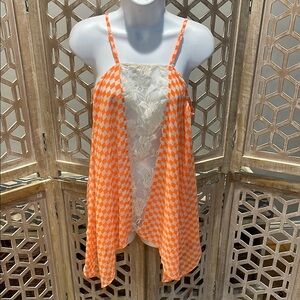 Orange and White Checkered Women's Top